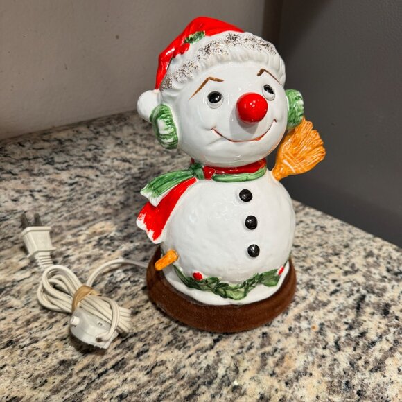 Vintage Brinns Christmas Figurine Frosty the Snowman 1970 light up lamp night oc - Picture 1 of 12